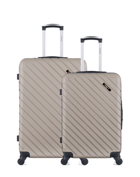 Set van 2 grote en weekendkoffers L/M Cite 75cm/65cm beige