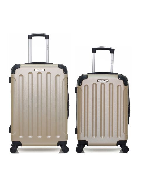 Lot de 2 valises Weekend et Cabine M/S Madrid 65cm/55cm beiges