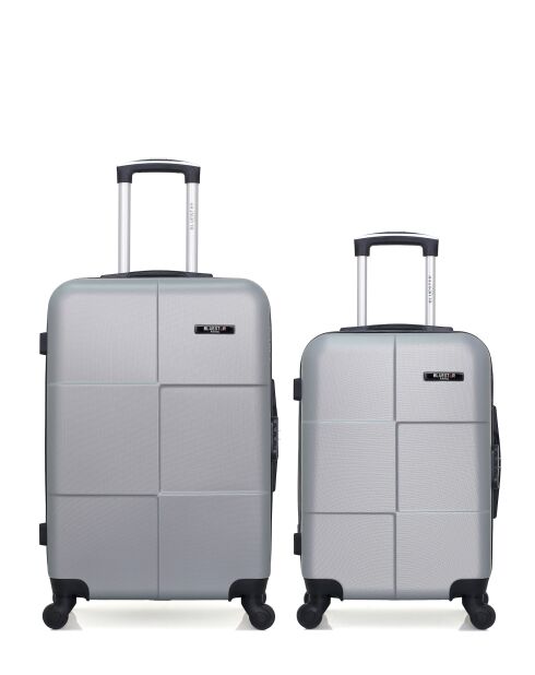Lot de 2 valises Weekend et Cabine M/S Miami 65cm/55cm grises