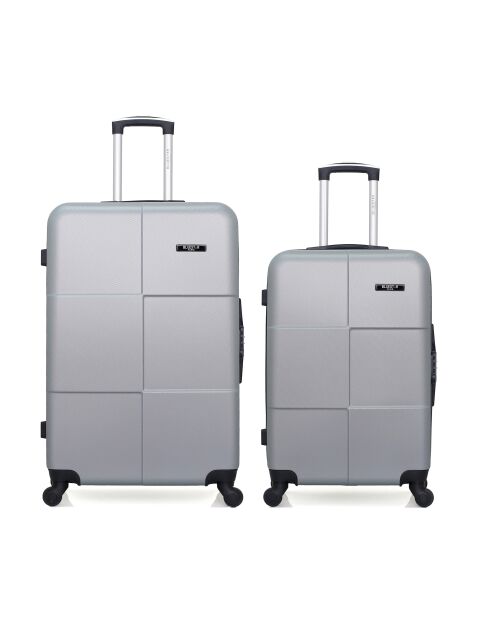 Set mit 2 großen Koffern und Wochenendkoffern L/M Miami 75cm/65cm grau