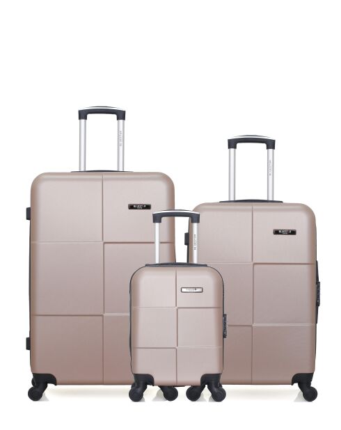 Set mit 3 großen Koffern, Wochenende und Kabine L/M/XXS Miami 75cm/46cm/65cm roségold