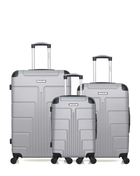 Set mit 3 großen Koffern, Weekend und Cabin L/M/S Ottawa, 75 cm/65 cm/55 cm, grau