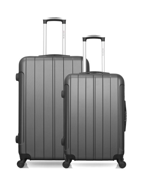Set van 2 grote en weekendkoffers L/M Napoli 75cm/65cm donkergrijs