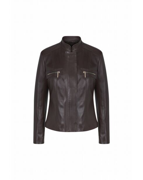 Veste en cuir Marriot Waxy noisette