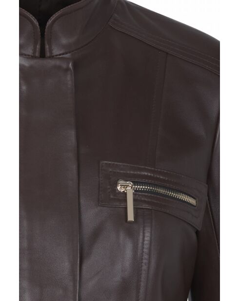 Veste en cuir Marriot Waxy noisette