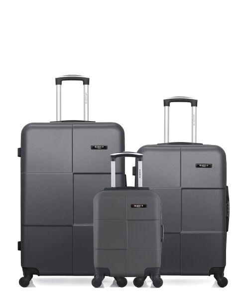 Set mit 3 großen Koffern, Wochenende und Kabine L/M/XXS Miami 75cm/46cm/65cm dunkelgrau