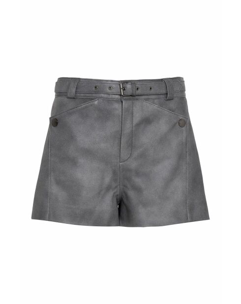 Short en cuir Valora gris patine