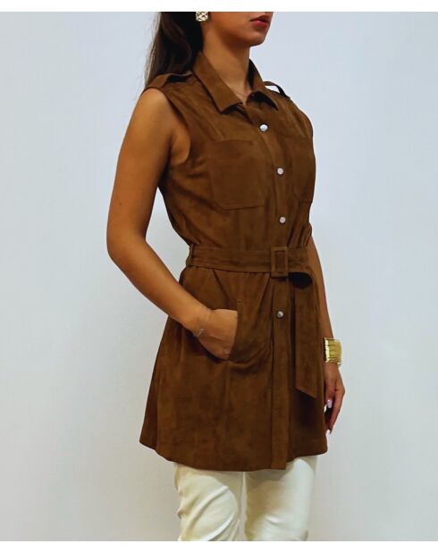 Tunique en cuir Solveig Vel tabac