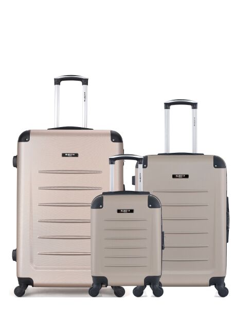 Set van 3 grote koffers, weekend en cabine L/M/XXS Opera 75 cm/46 cm/65 cm beige