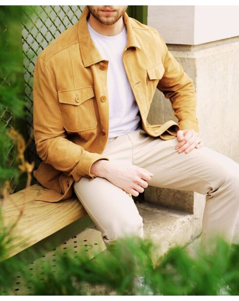 Veste en cuir Jorah Vel biscuit spe