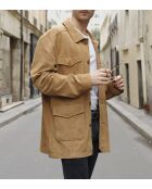 Veste en cuir Jorah Vel biscuit spe