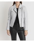 Blouson en cuir Lovely Wody gris glacier