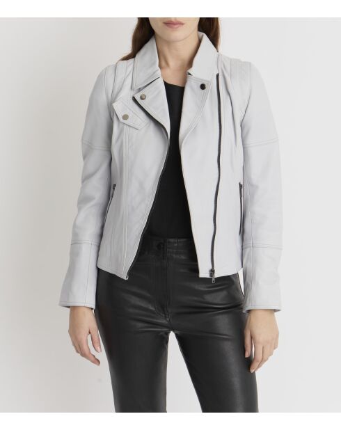 Blouson en cuir Lovely Wody gris glacier