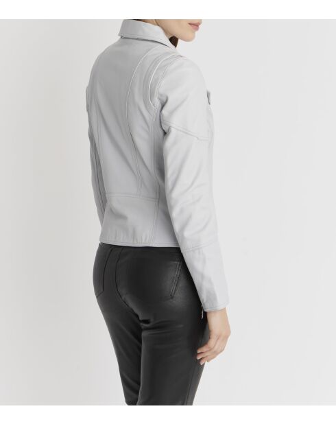 Blouson en cuir Lovely Wody gris glacier