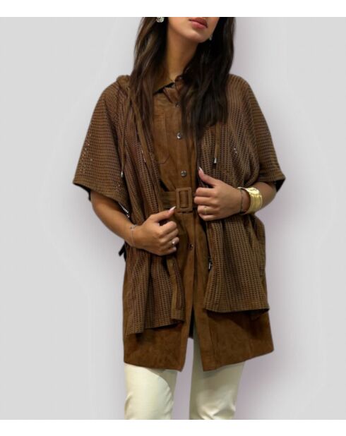 Cape en cuir Adelphia Vel tabac