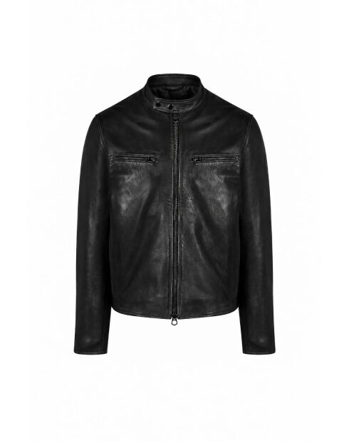 Veste en cuir Brandford noire