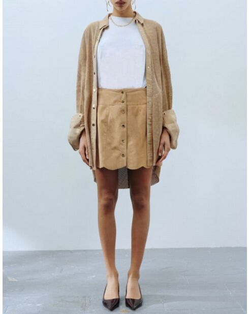 Chemise en cuir Sonita Vel biscuit