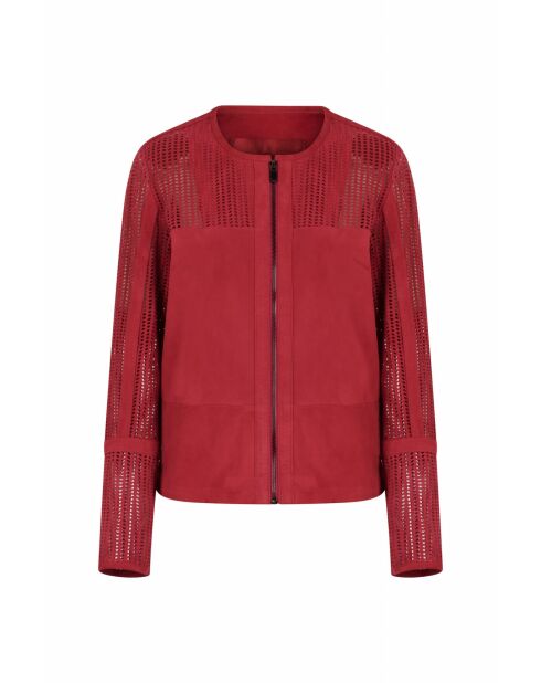 Veste en cuir Adara Vel framboise