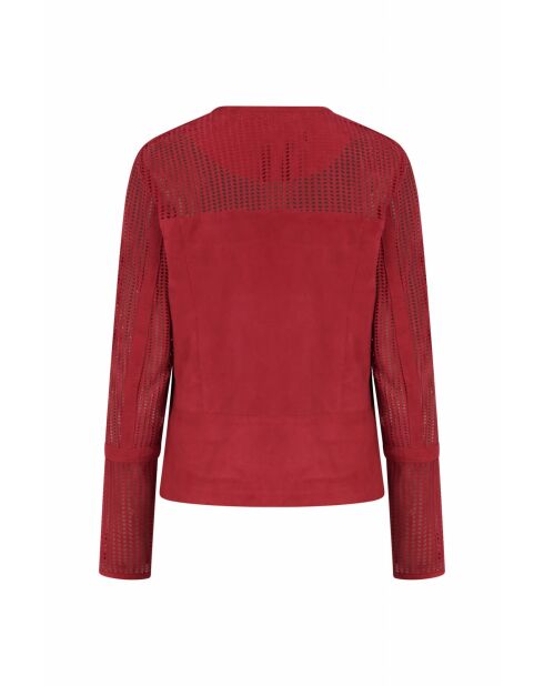 Veste en cuir Adara Vel framboise