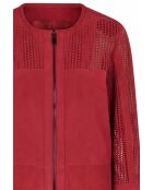 Veste en cuir Adara Vel framboise