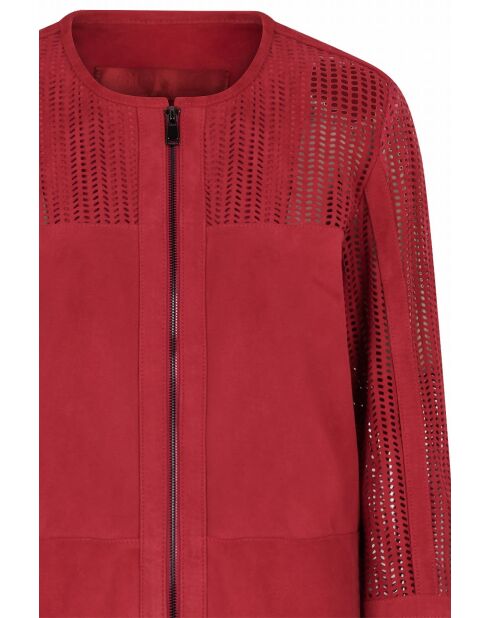 Veste en cuir Adara Vel framboise