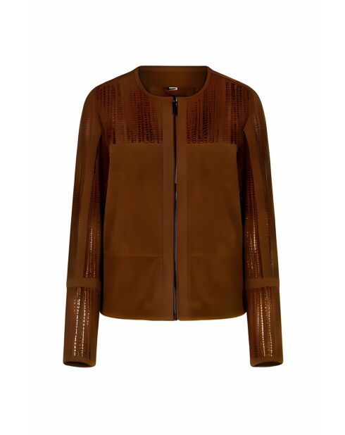 Veste en cuir Adara Vel tabac
