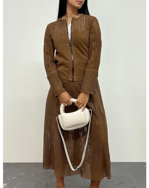 Veste en cuir Adara Vel tabac