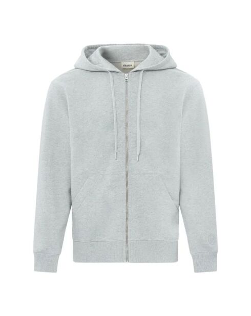 Hoodie en coton bio zippé gris chiné