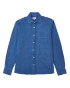 Chemise manche longue en lin Paul Lin bleu indigo