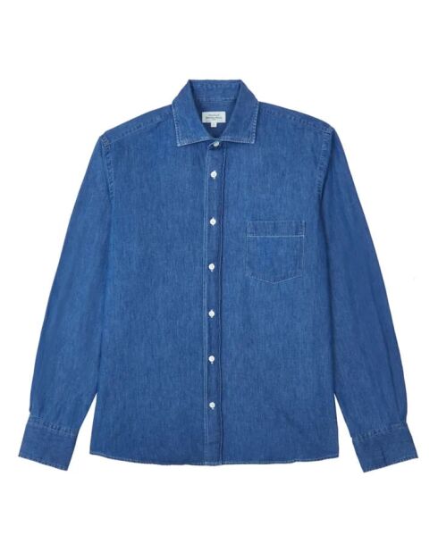 Camicia Paul Lin in lino a manica lunga blu indaco