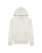 Felpa con cappuccio in cotone a trama inversa grigio chiaro