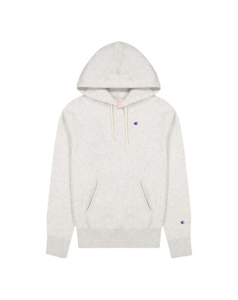 Felpa con cappuccio in cotone a trama inversa grigio chiaro