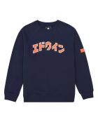 Felpa girocollo Katakana Retro blu navy in cotone