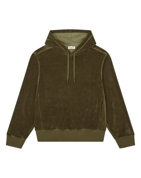 Sudadera con capucha de terciopelo verde caqui