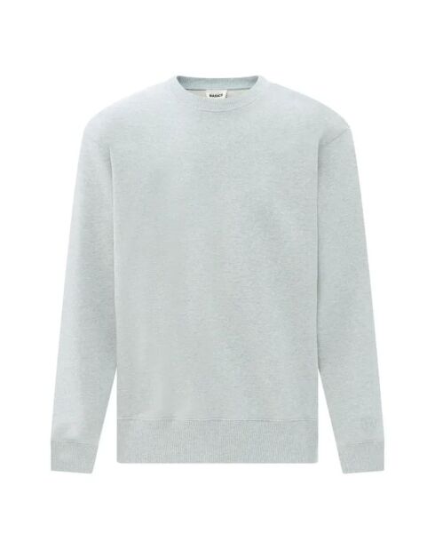 Sudadera de algodón con cuello redondo, forro polar orgánico, gris jaspeado