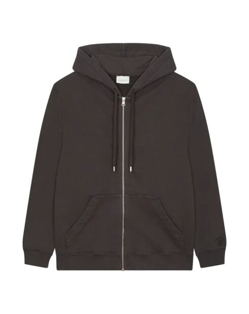 Sweat en coton bio à capuche zippé noir