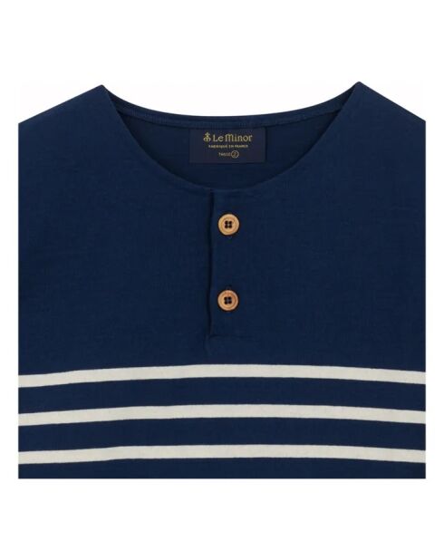 Marinière en coton Patte Polo bleu marine