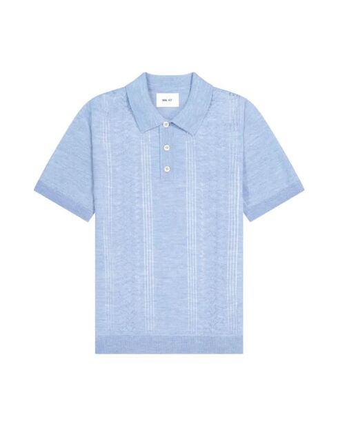 Polo en laine manche courte Thor bleu ciel