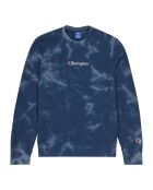 Felpa girocollo in cotone Tie and Dye blu notte