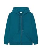 Sweat en coton bio à capuche zippé vert canard
