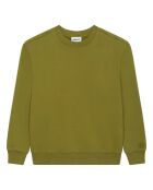 Khakigrünes Sweatshirt aus Bio-Fleece-Baumwolle mit Rundhalsausschnitt