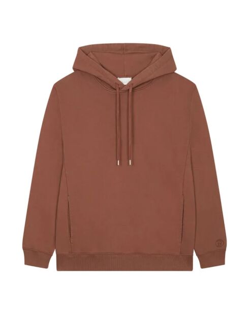 Sweat en coton bio à capuche marron