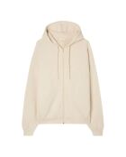 Felpa Xybay ecru in cotone con zip