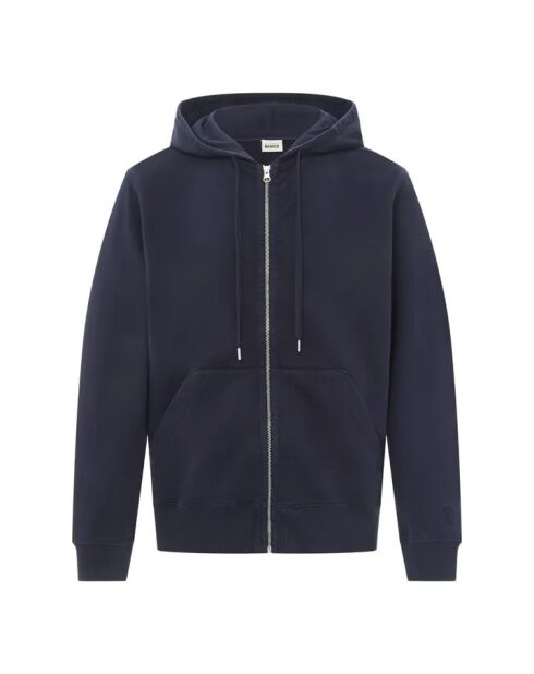 Hoodie en coton bio zippé bleu marine