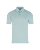 Polo blu in lino a manica lunga