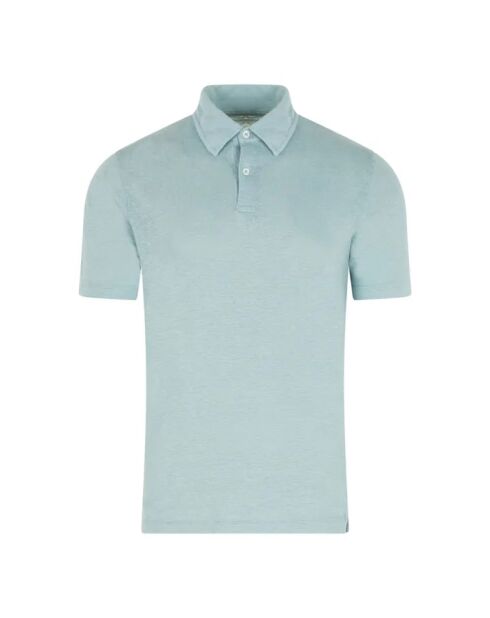 Polo en lin manche longue bleu