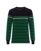 Maglione girocollo in lana merino blu navy/verde