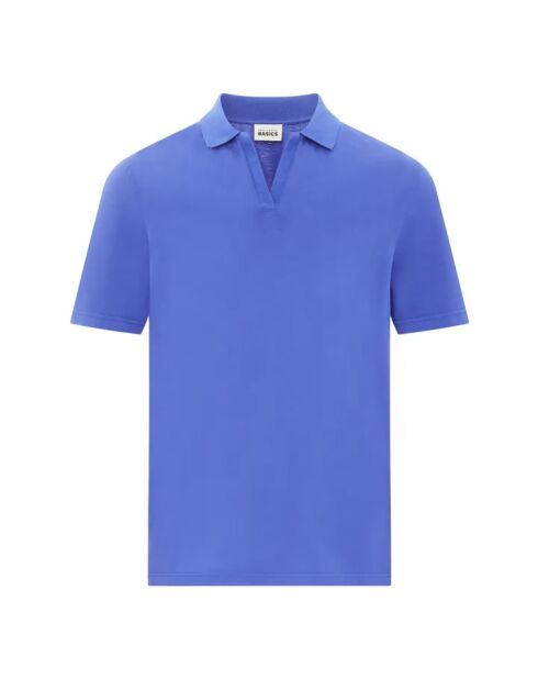 Polo azul de manga corta de algodón orgánico