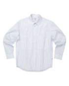 Freddy 5973 ecrufarbenes gestreiftes Baumwoll-Langarmhemd