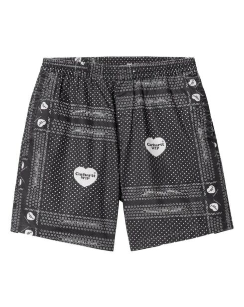 Short en coton Heart Bandana noir